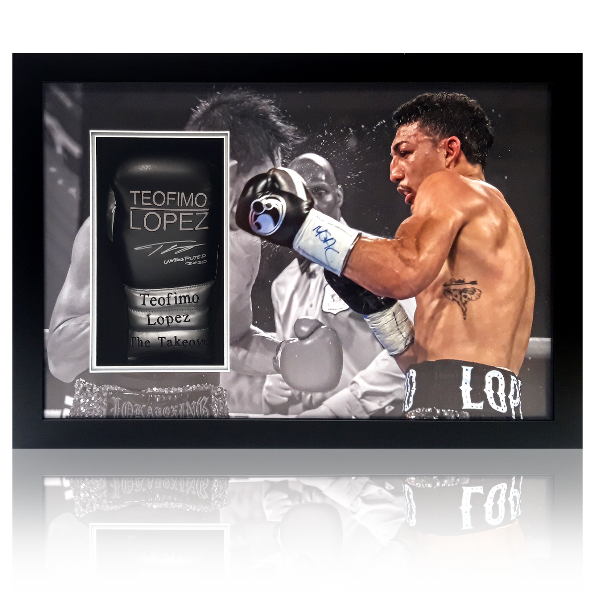 Teofimo Lopez Signed Glove Iconic Frame