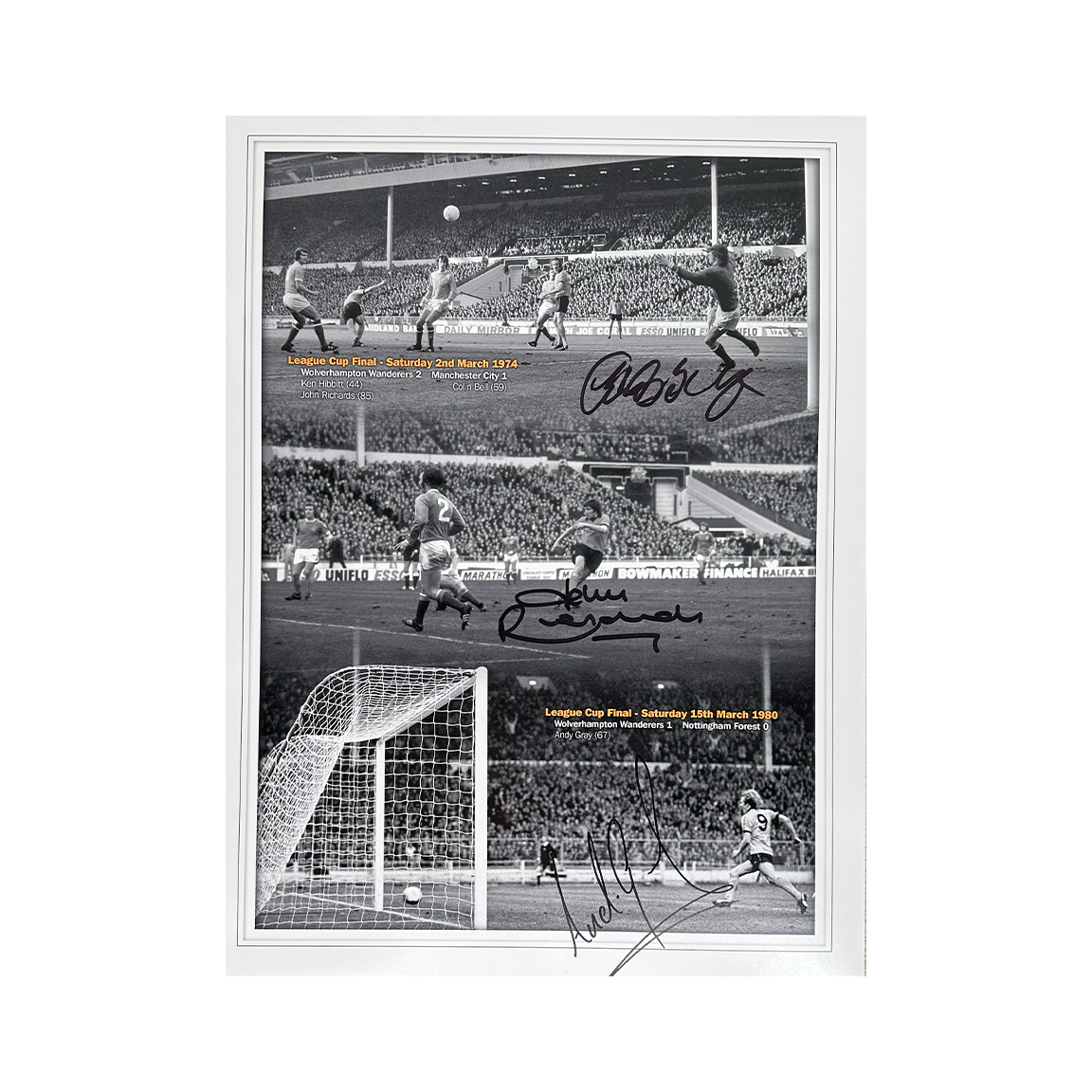 Kenny Hibbitt, John Richards & Andy Gray Signed Wolverhampton Wanderers 16x12