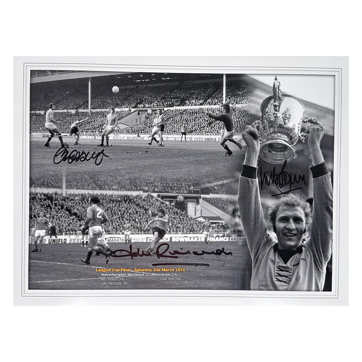 Kenny Hibbitt, John Richards & Mike Bailey Signed Wolverhampton Wanderers 16x12 Image
