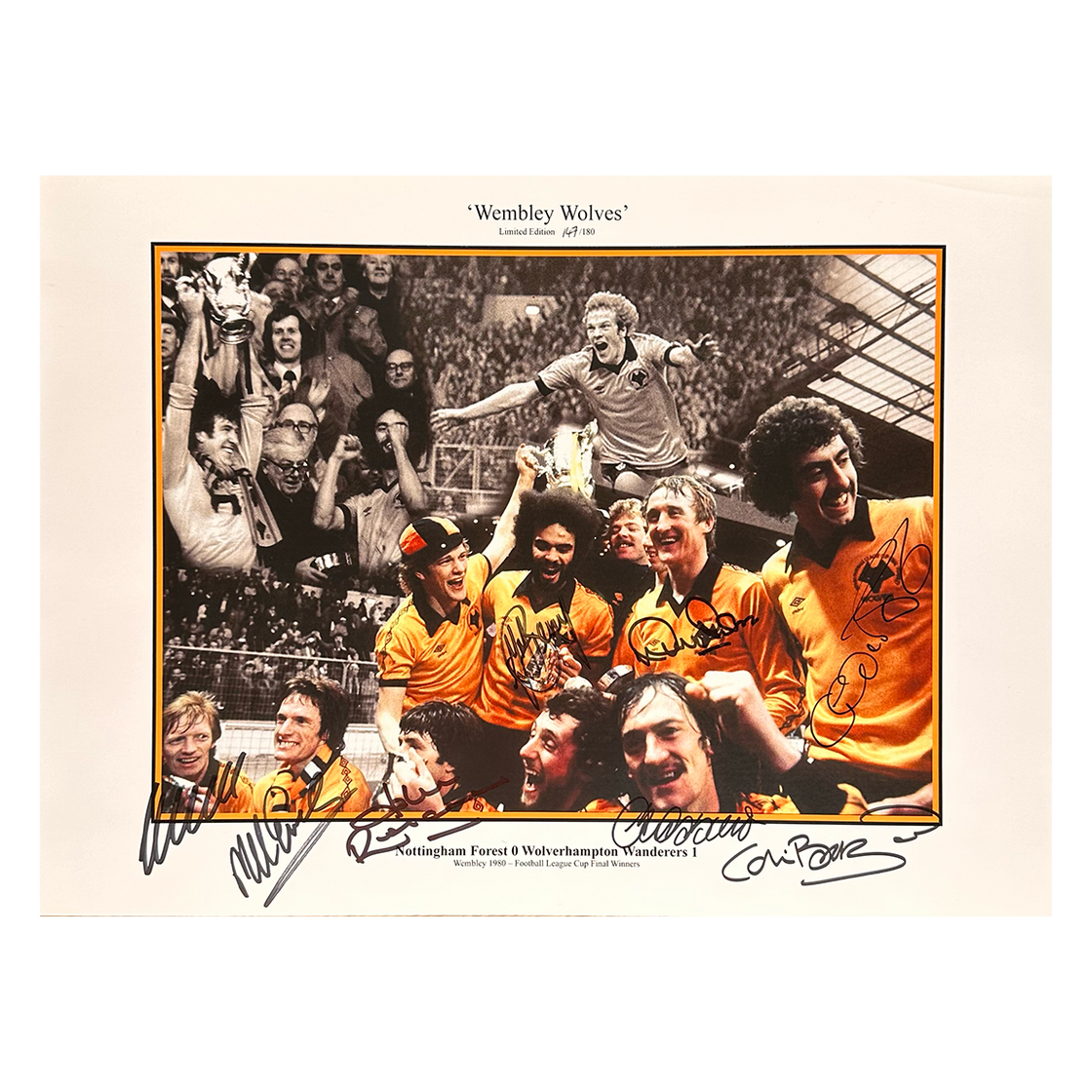 Wolverhampton Wanderers Squad Signed by 8 1980 Leauge Cup Montage 16x12