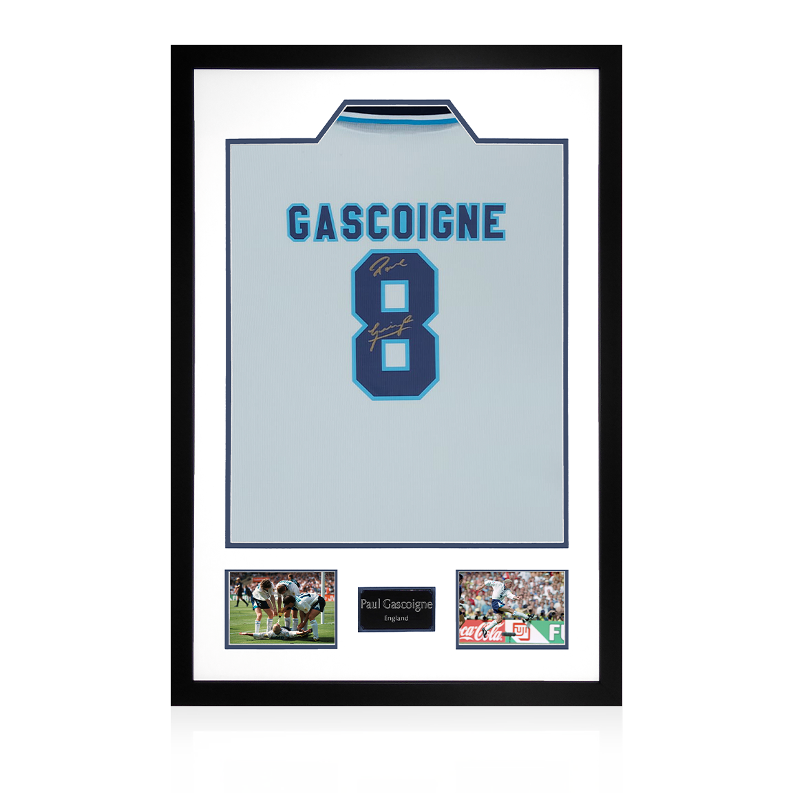 Paul Gascoigne Signed England 96' Shirt Premium Frame