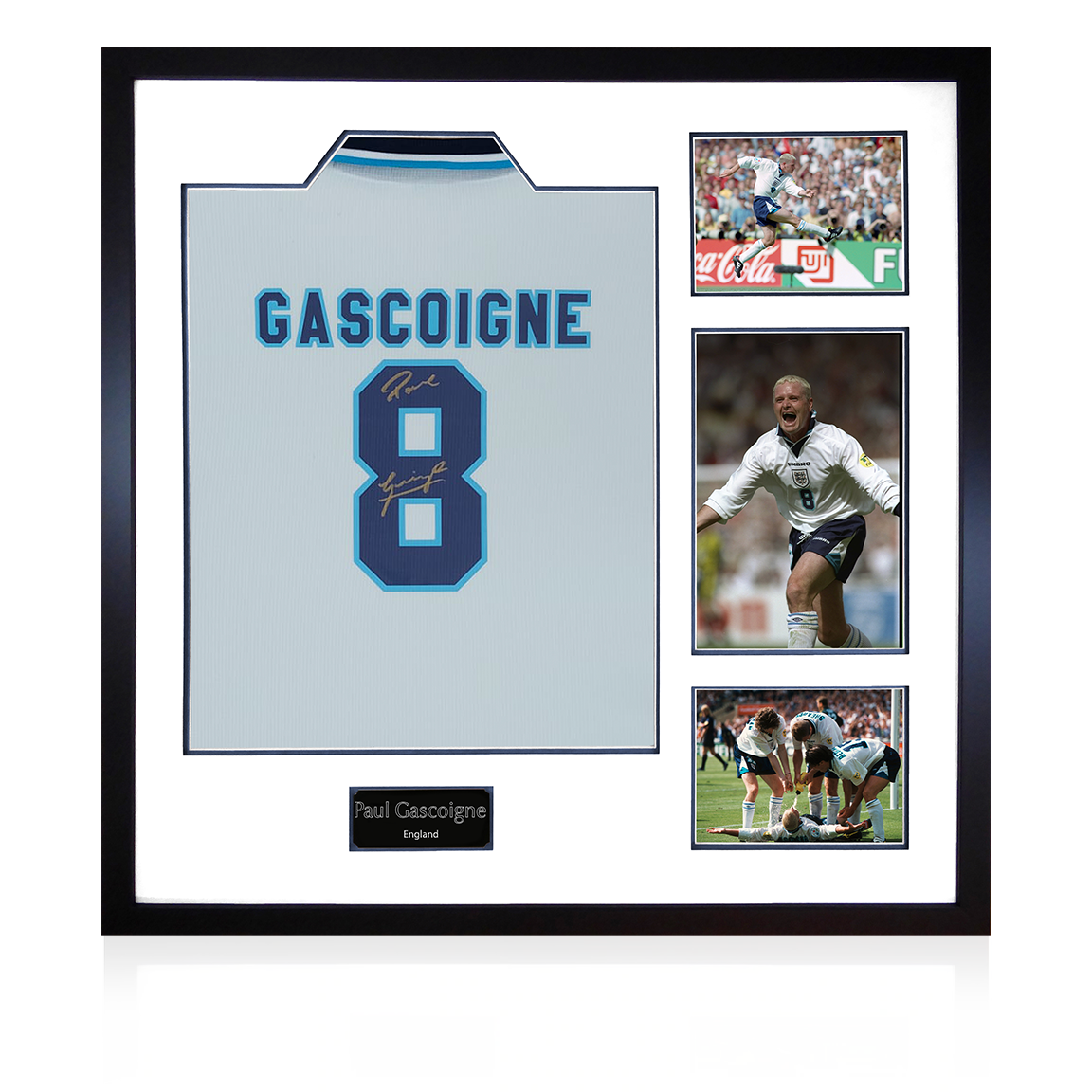 Paul Gascoigne Signed England 96' Shirt Elite Frame