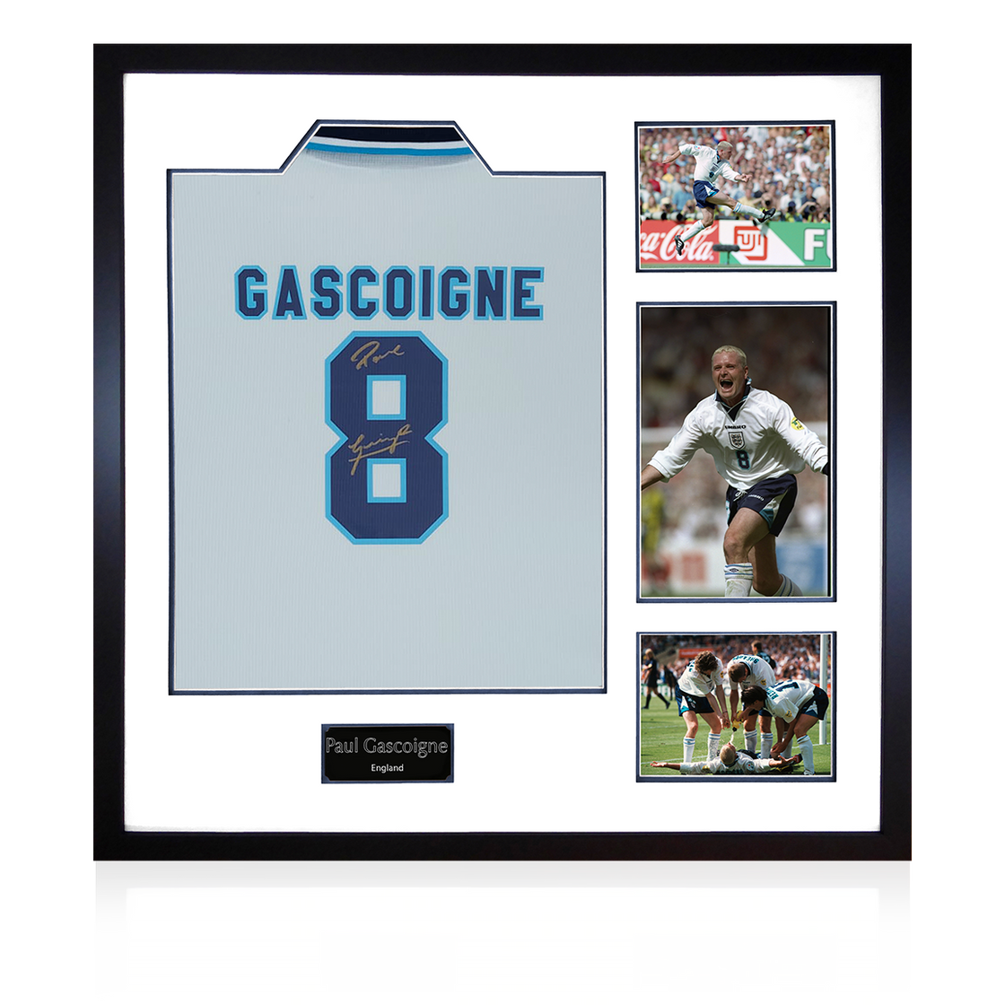 Paul Gascoigne Signed England 96' Shirt Elite Frame
